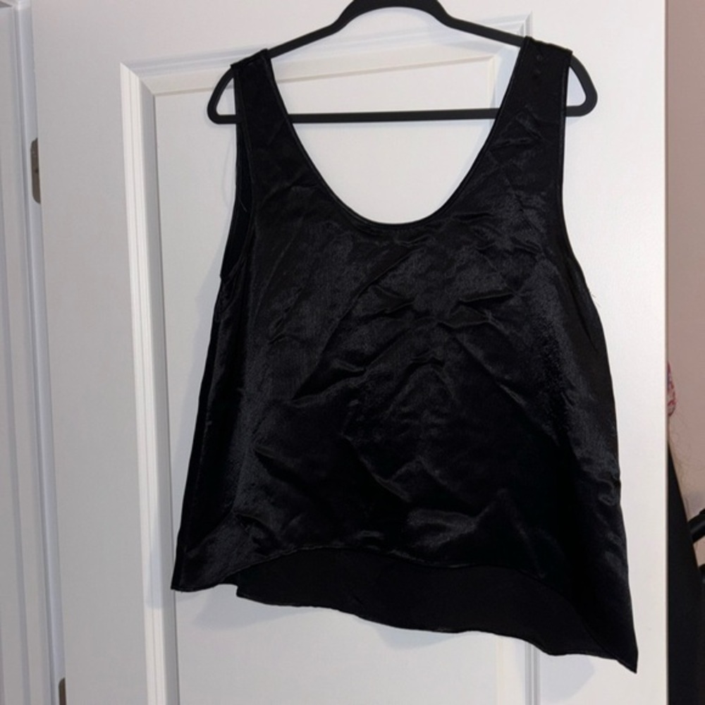 Zara black satin loose fit tank top